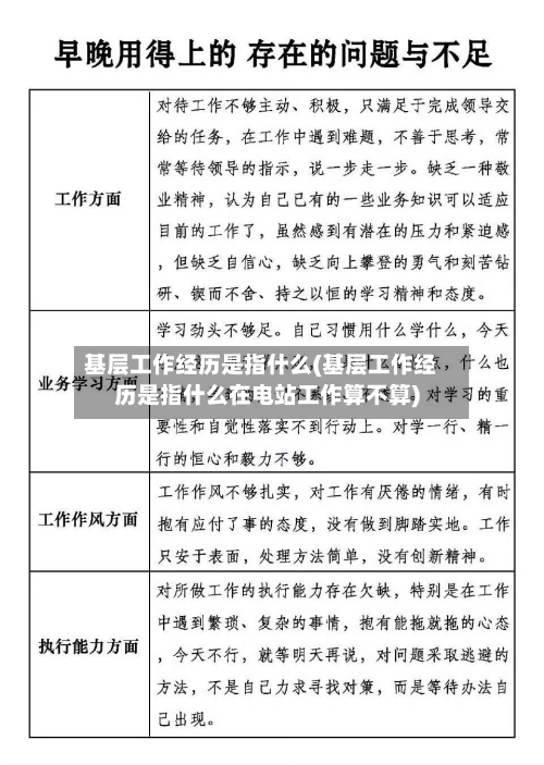 基层工作经历是指什么(基层工作经历是指什么在电站工作算不算)