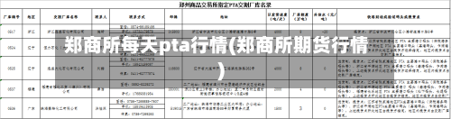 郑商所每天pta行情(郑商所期货行情)-第2张图片