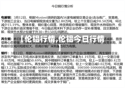 【伦铝行情,伦铝今日行情】