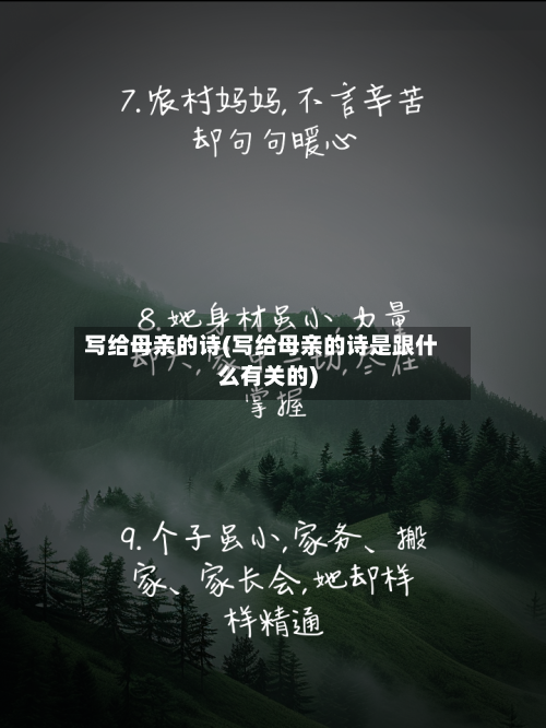 写给母亲的诗(写给母亲的诗是跟什么有关的)-第2张图片