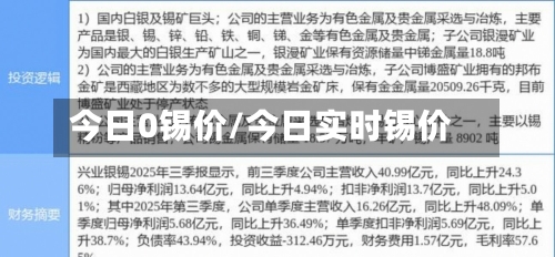 今日0锡价/今日实时锡价