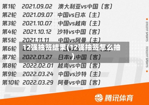 12强抽签结果(12强抽签怎么抽)