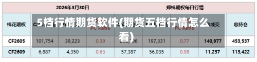 5档行情期货软件(期货五档行情怎么看)