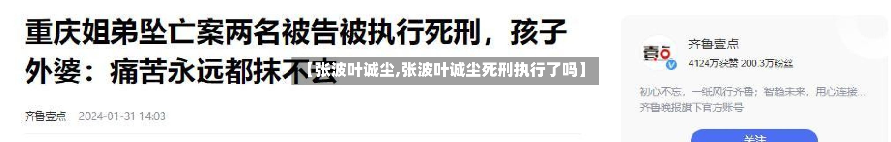 【张波叶诚尘,张波叶诚尘死刑执行了吗】