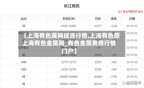 【上海有色属网现货行情,上海有色原上海有色金属网_有色金属费用行情门户】-第2张图片