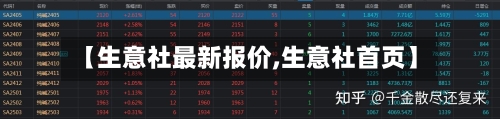 【生意社最新报价,生意社首页】